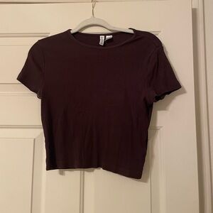 Brown ribbed crop top